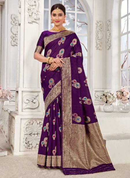 Purple Colour Madhuram Monjolika New Latest Ethnic Wear Designer Silk Saree Collection 4704